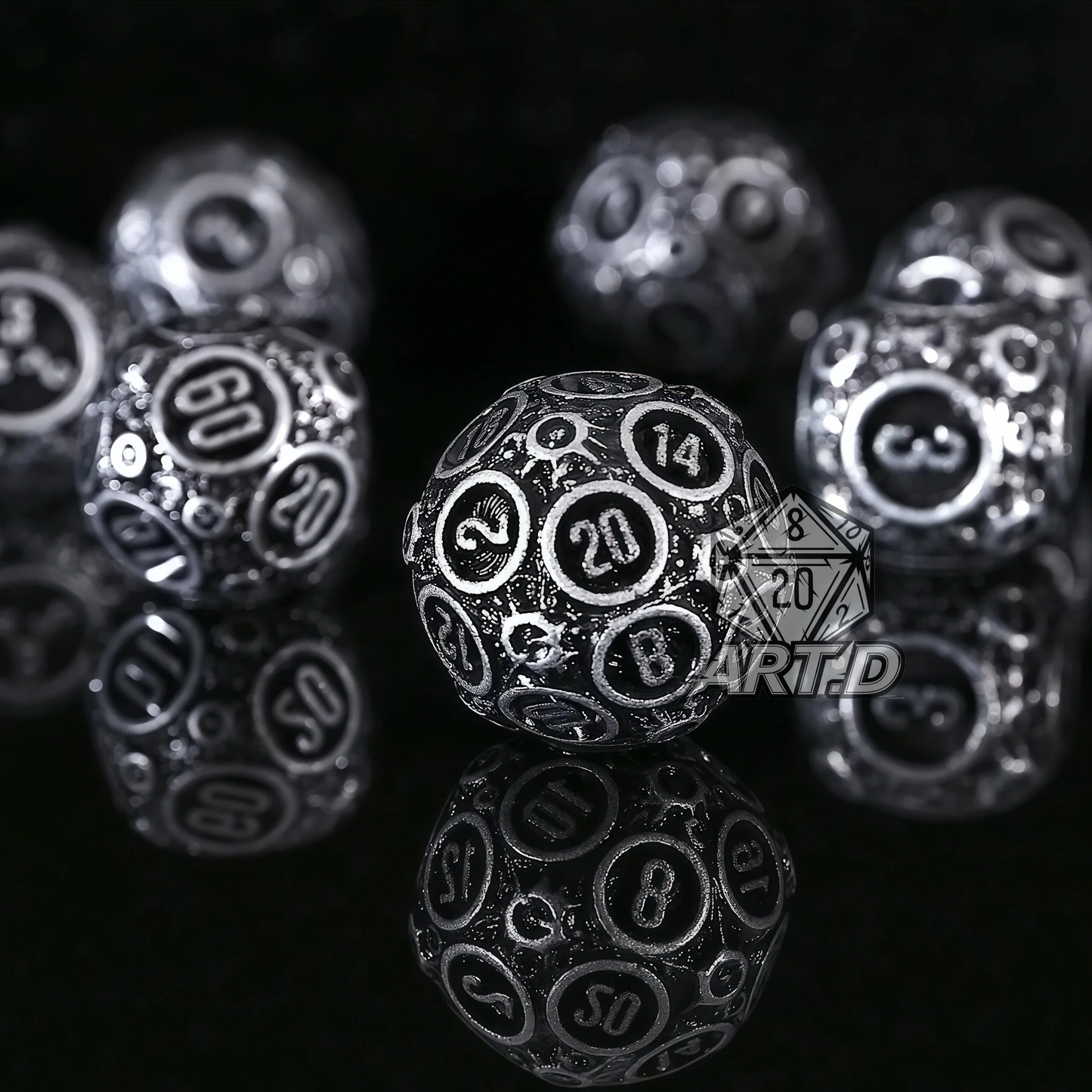 ATR.D D&D Zinc Moon Series Black Die Set