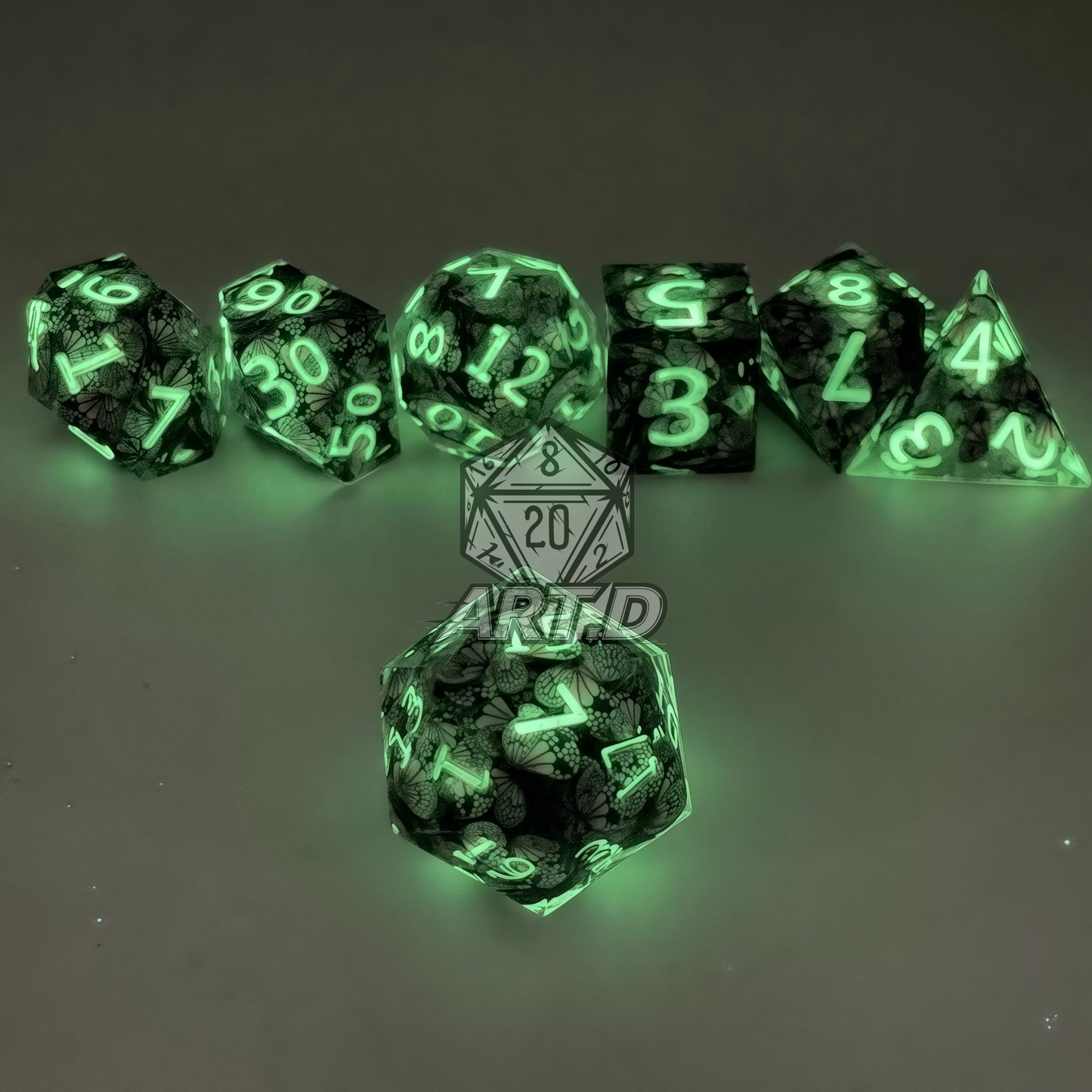 ATR.D D&D Butterfly Series Glow-in-the-Dark Dice Set