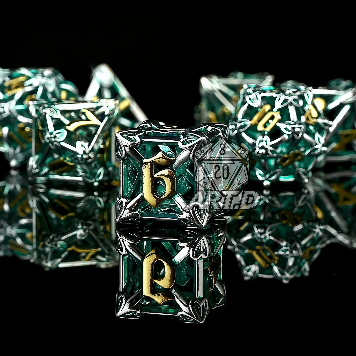 ATR.D D&D Hollow Zinc Alloy Green Dice Set