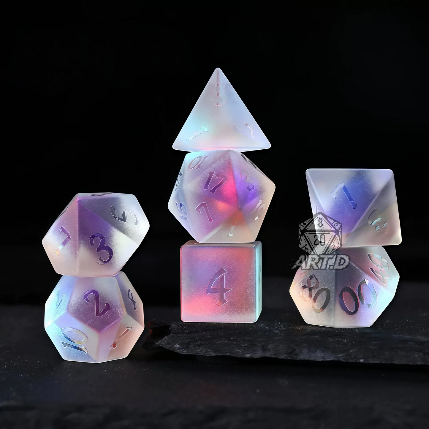 ATR.D D&D High-refractive-index frosted crystal dice set