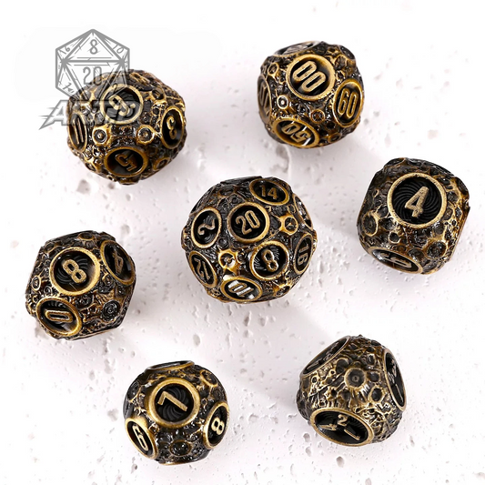 ATR.D D&D Zinc Moon Series Gold Dice Set