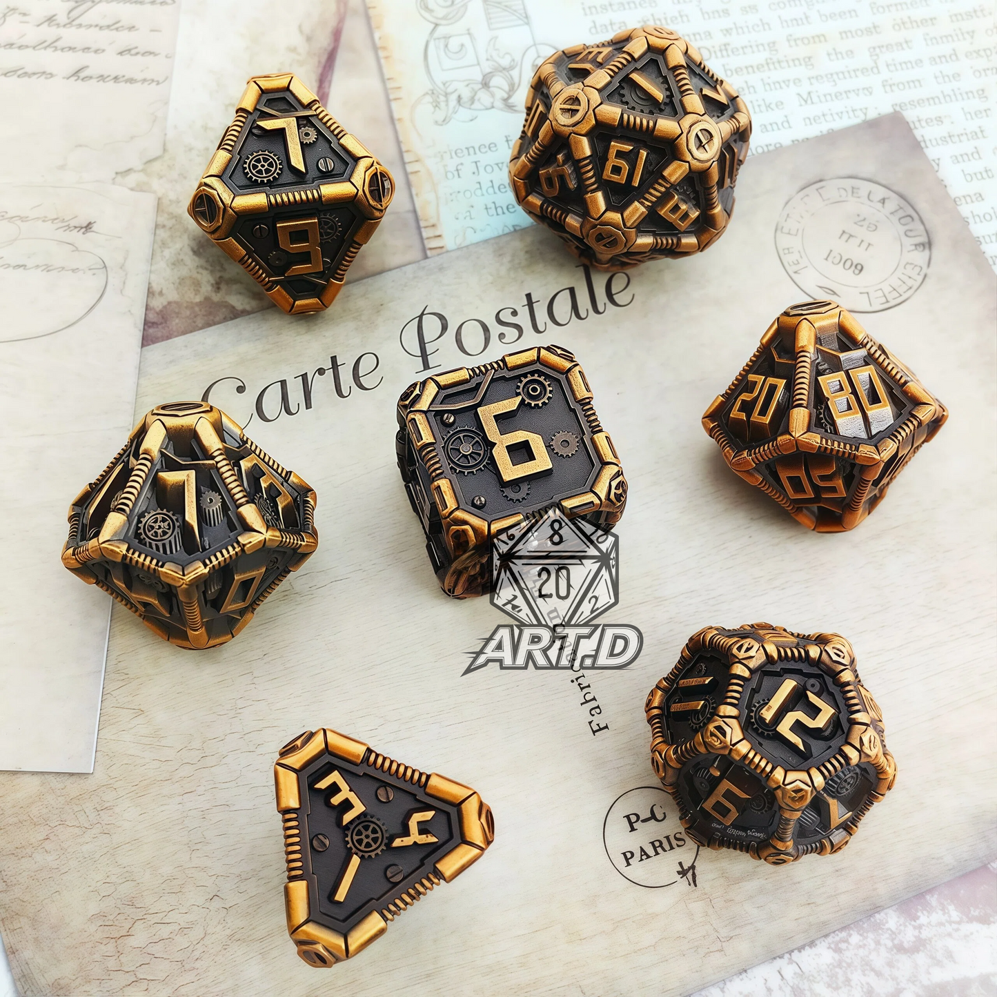 ATR.D D&D copper Cthulhu-style Dice set