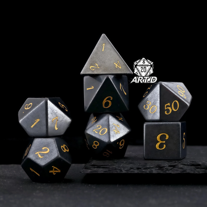 ATR.D D&D obsidian dice full set