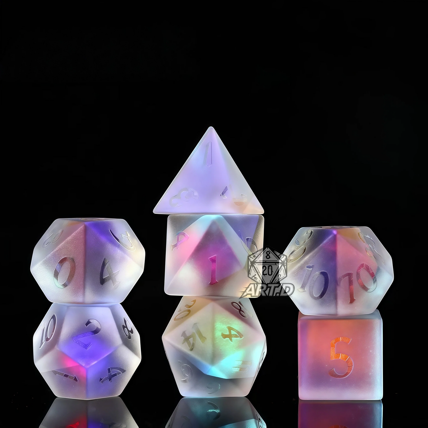 ATR.D D&D High-refractive-index frosted crystal dice set
