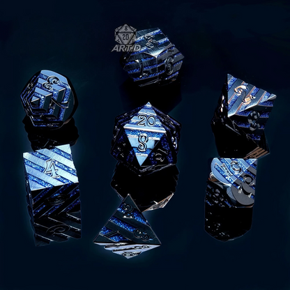 ATR.D D&D Zinc Alloy Shimmering Blue Dice Set