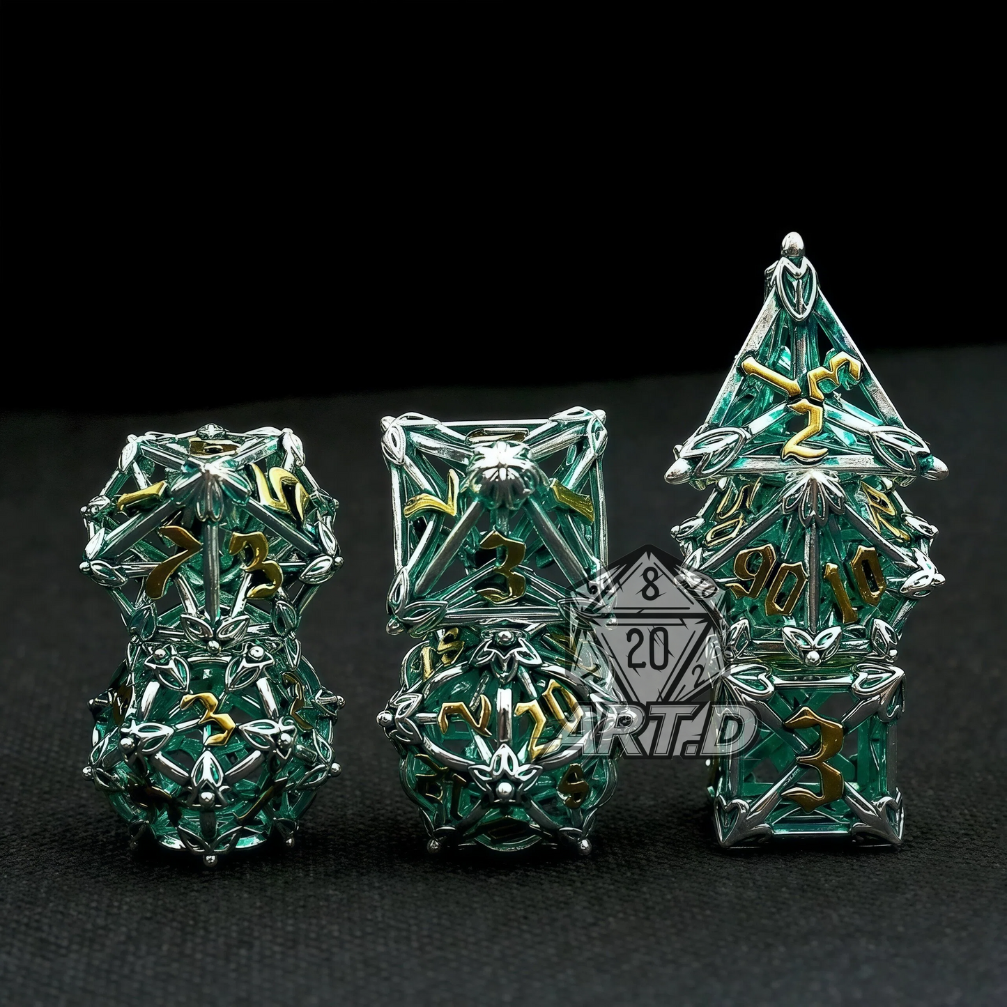 ATR.D D&D Hollow Zinc Alloy Green Dice Set