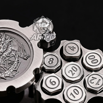 ATR.D D&D Silver Revolver Bullet-Shaped Dice