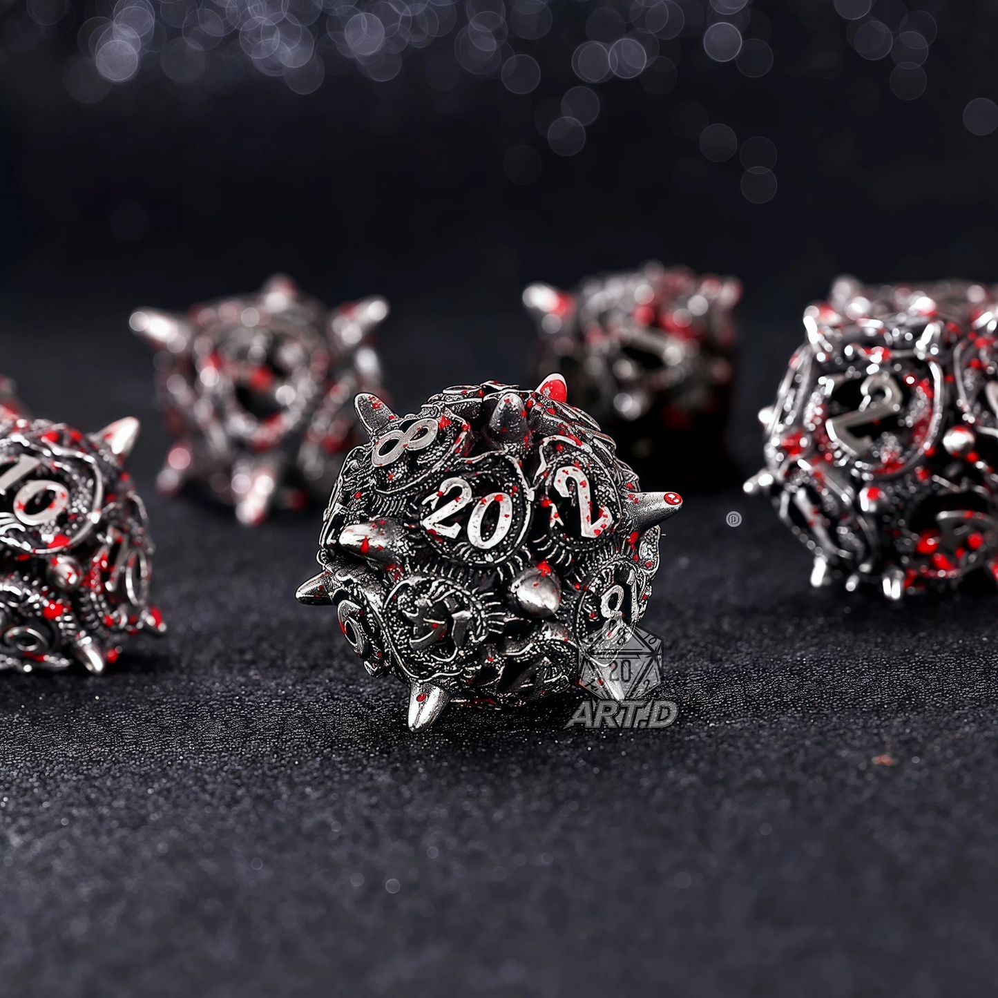 ATR.D D&D Hollow Zinc Alloy Blood-Red Dice Set