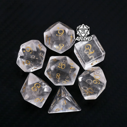 ATR.D D&D white crystal dice full set