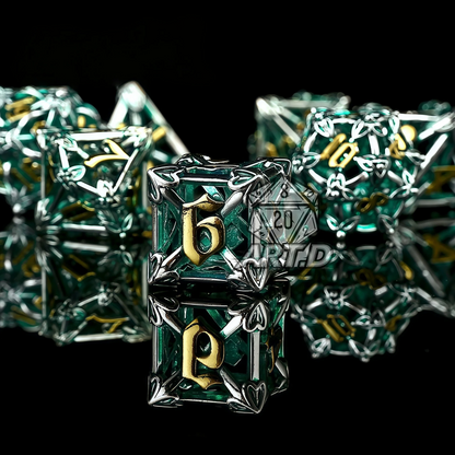 ATR.D D&D Hollow Zinc Alloy Green Dice Set