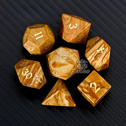 ATR.D D&D Wood-grain stone dice full set